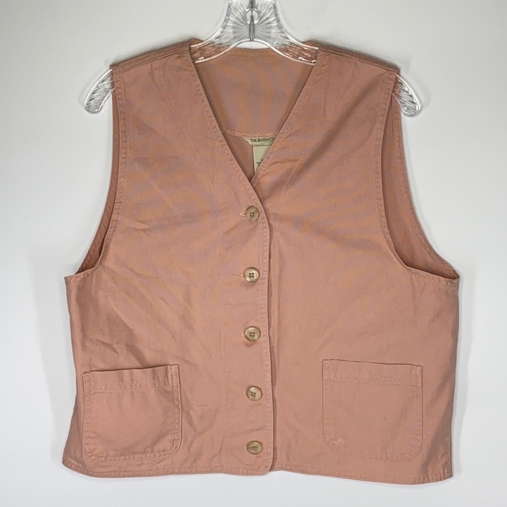 G.H. Bass & Co Pink Button Front Cotton Vest Size Medium